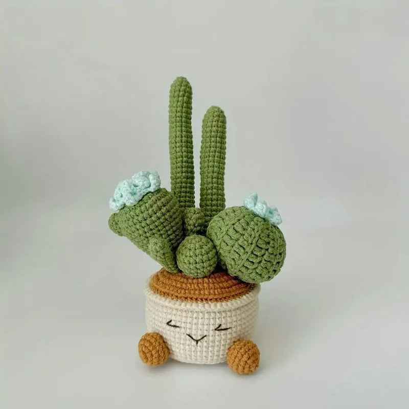 Handmade flower potted plant woven cactus wool small potted plant creative home potted plant ornaments