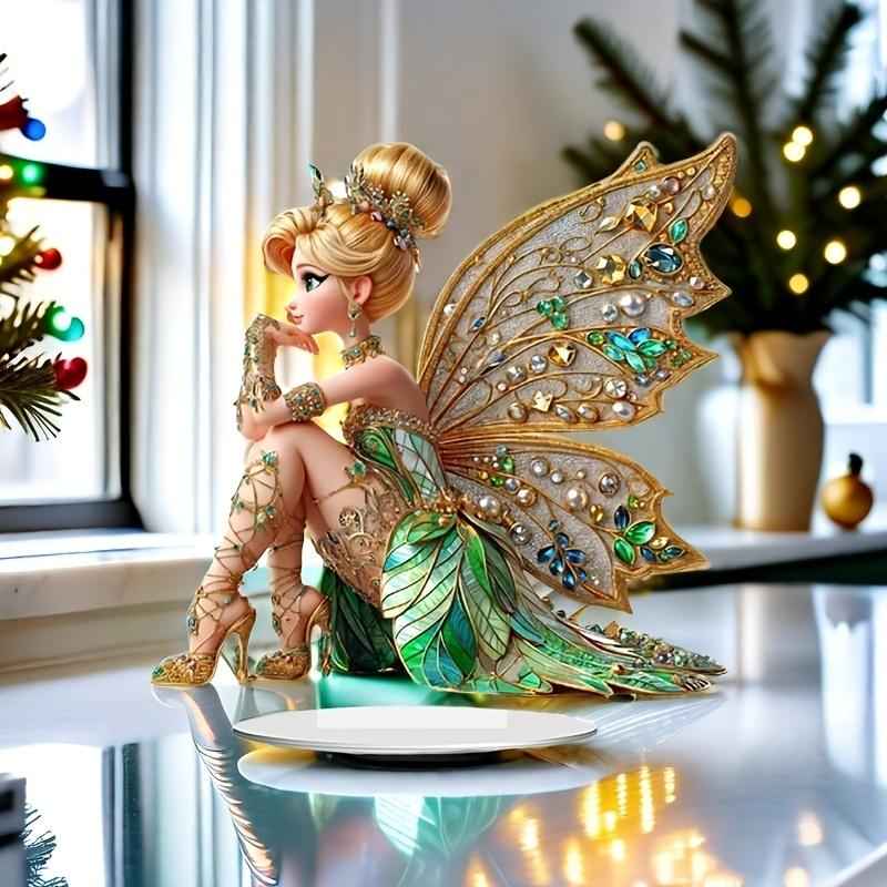 2d flat ornate style acrylic butterfly fairy statue