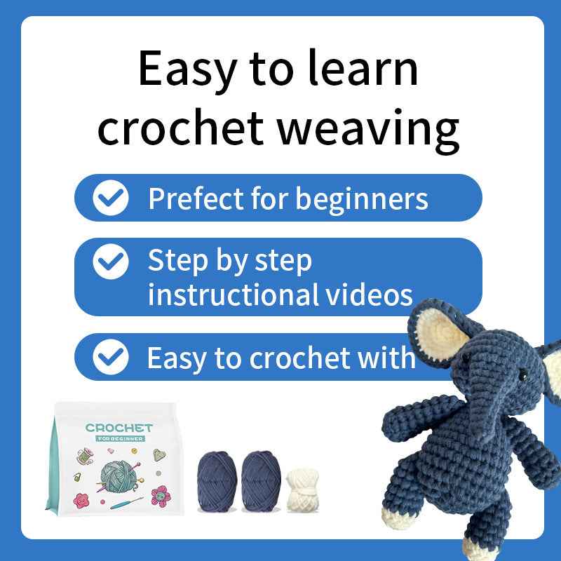 DIY wool knitting kit elephant toy doll tool kit