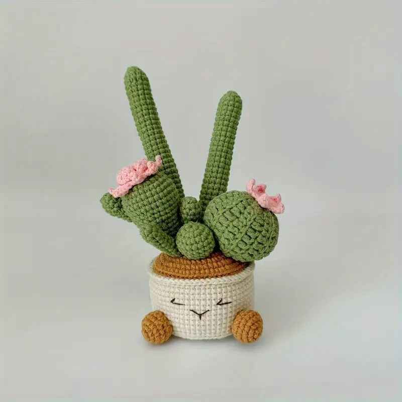 Handmade flower potted plant woven cactus wool small potted plant creative home potted plant ornaments