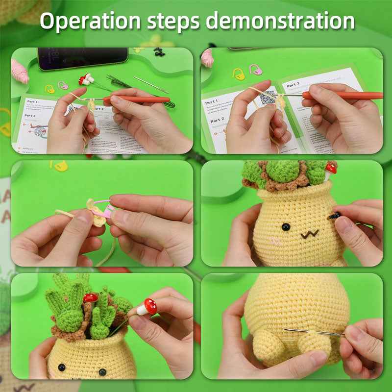 green halo potted plant Knitting kit
