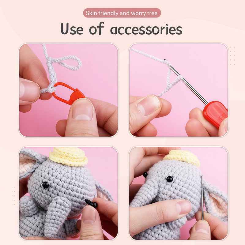 Weaving kit cute elephant DIY crochet pendant