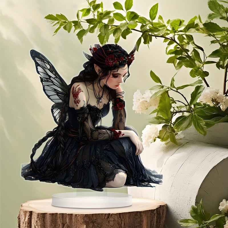 2D Flat Black Butterfly Acrylic Statue