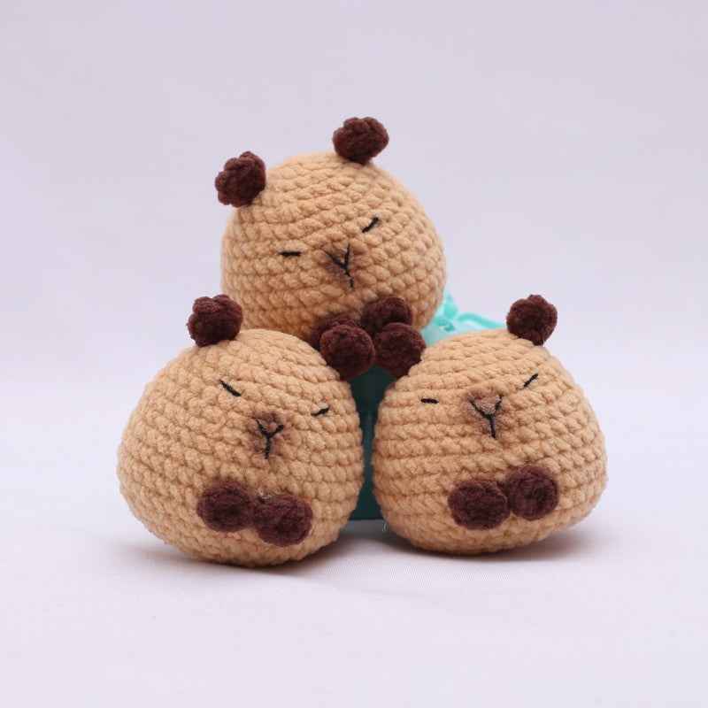 Handmade Crochet Capybara Keychain Weaving finished product