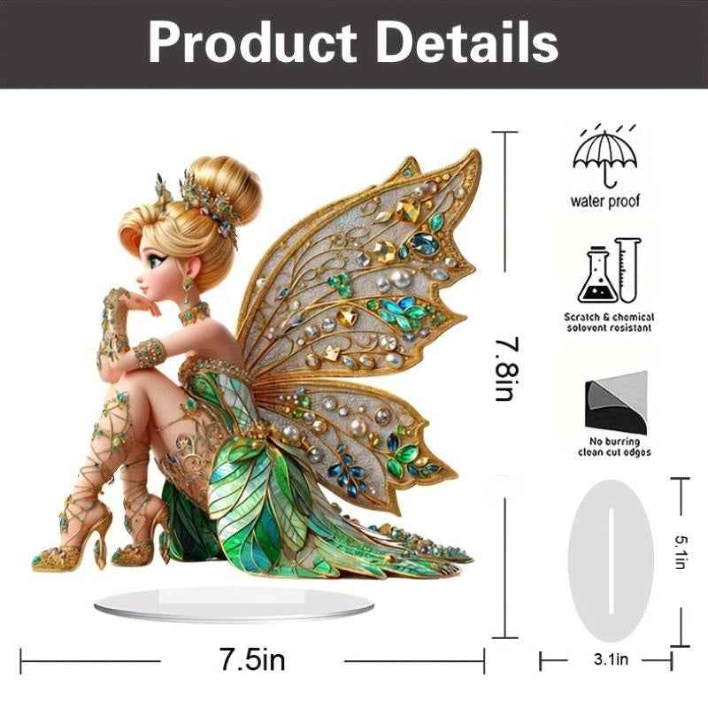 2d flat ornate style acrylic butterfly fairy statue