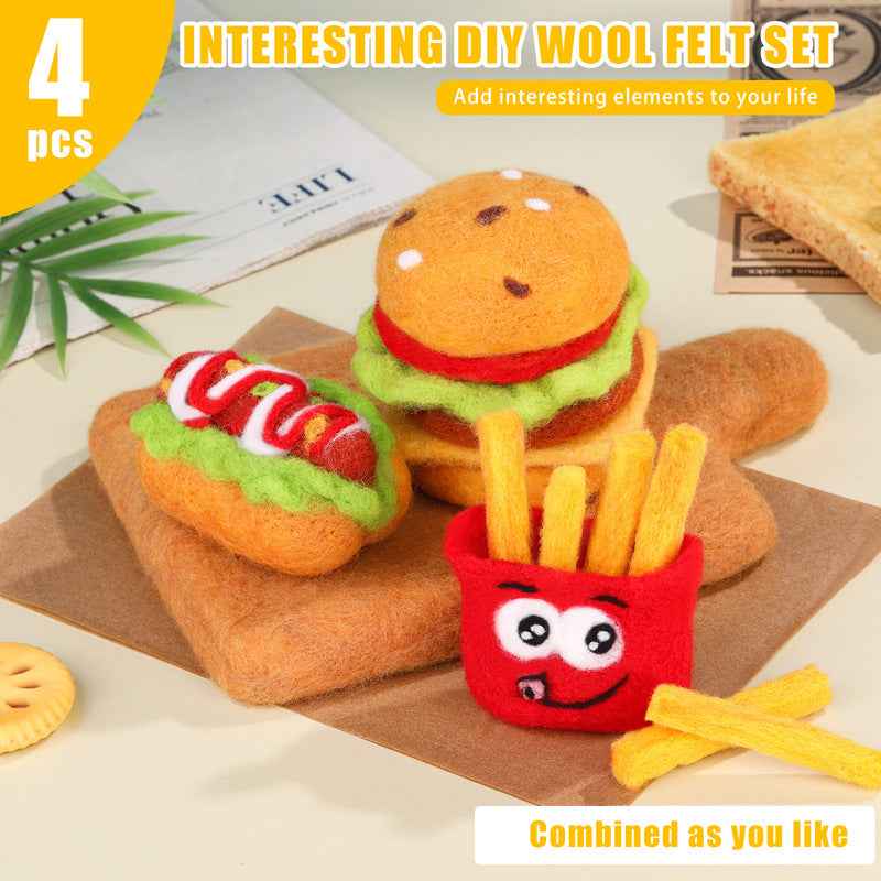 Fast food series hamburger and fries wool felt poking fun knitting kit