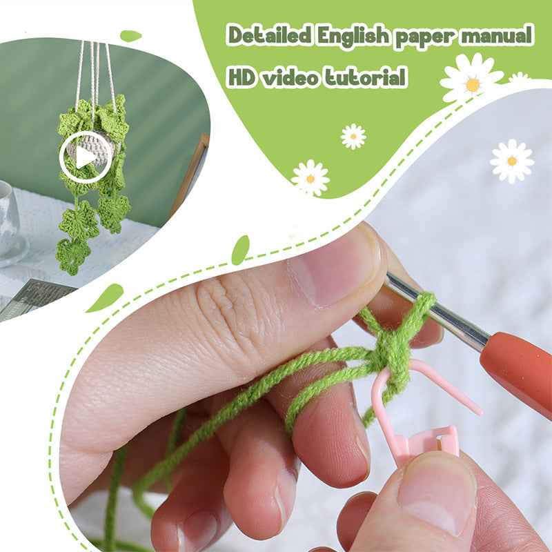 bud green hollow hanging basket decorative potted pendant weaving kit