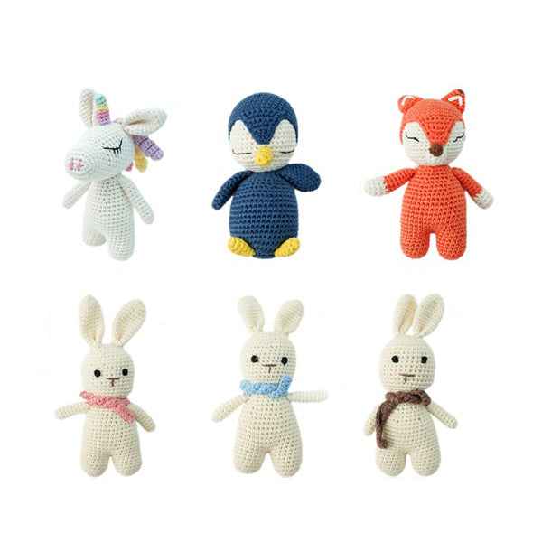 Knitted animal dolls
