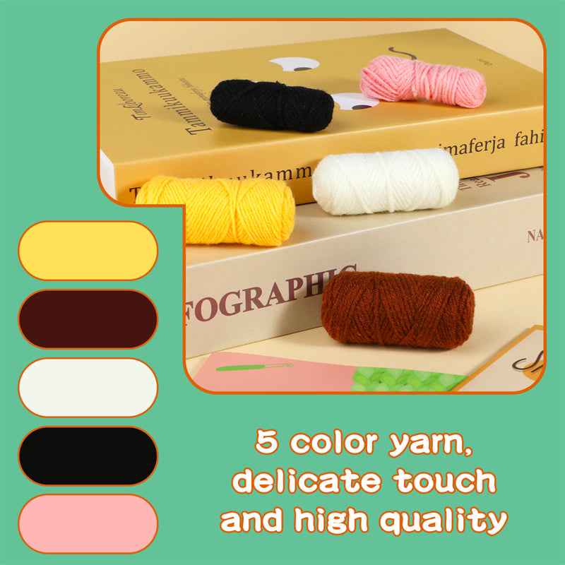 Knitting kit yarn ball crocheted bee doll