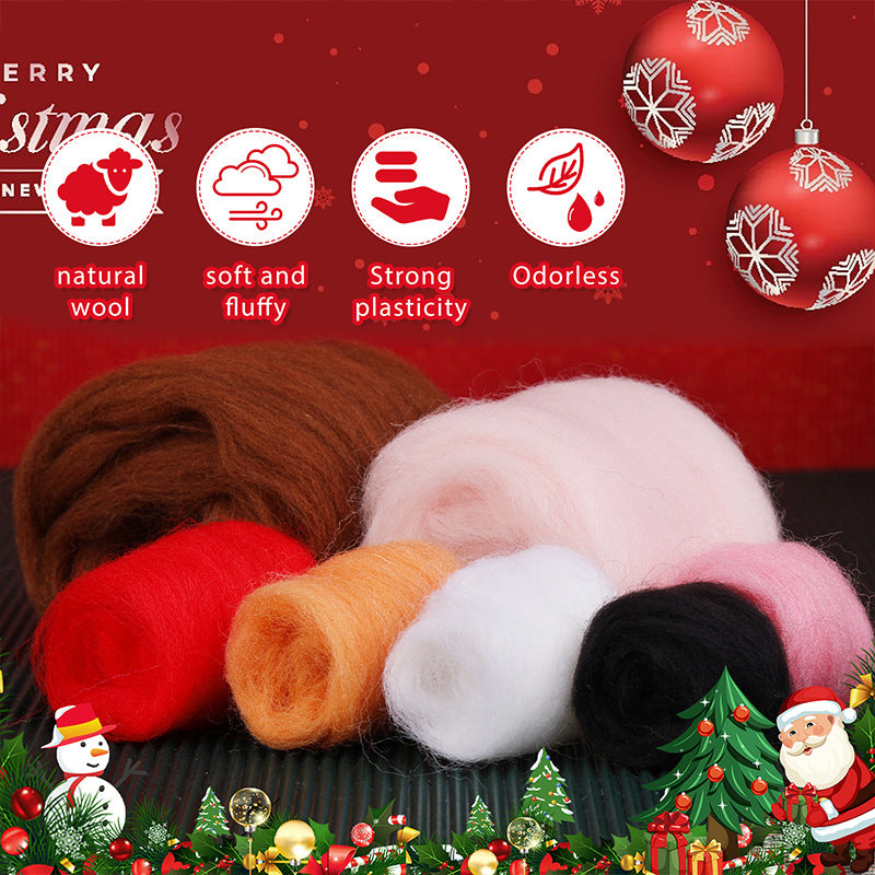 Christmas New Wool Felt Poking Elk Decorative Ornaments Diy Weaving Kit