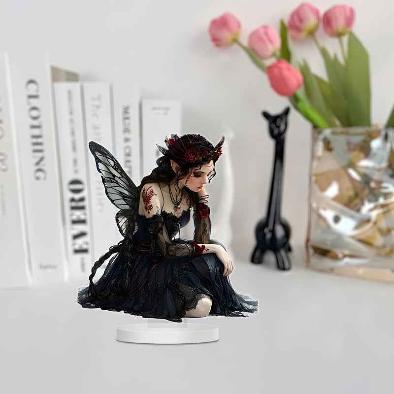 2D Flat Black Butterfly Acrylic Statue