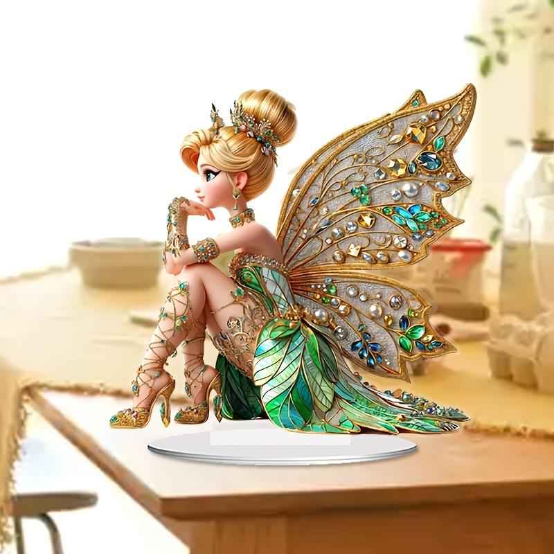 2d flat ornate style acrylic butterfly fairy statue