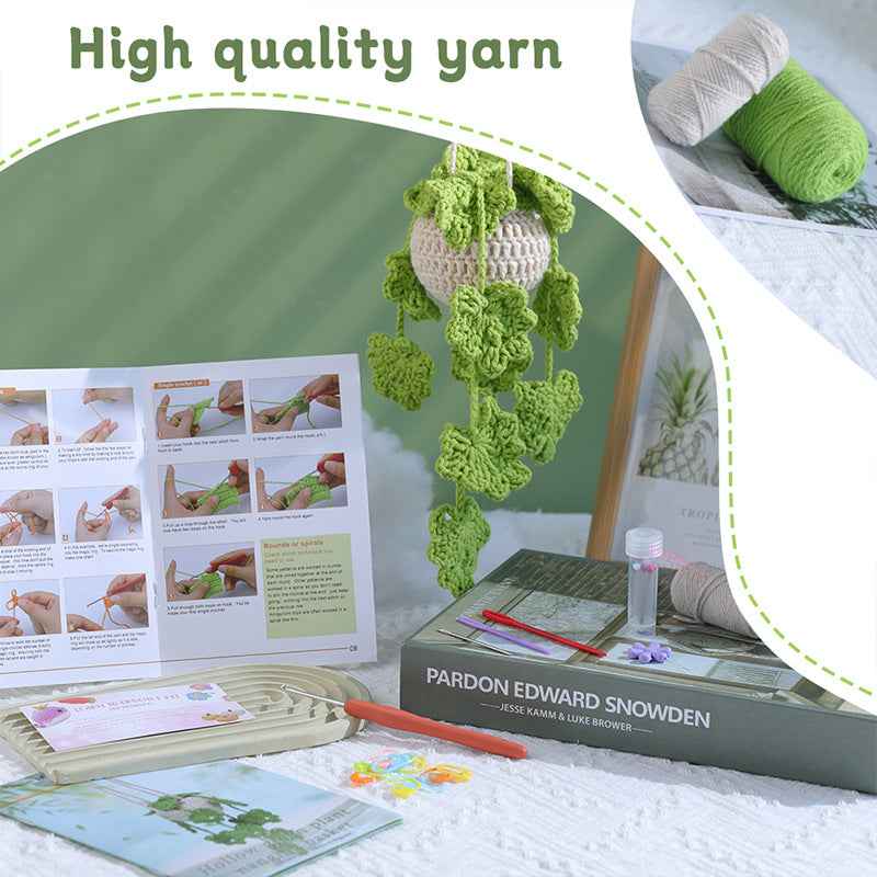 bud green hollow hanging basket decorative potted pendant weaving kit