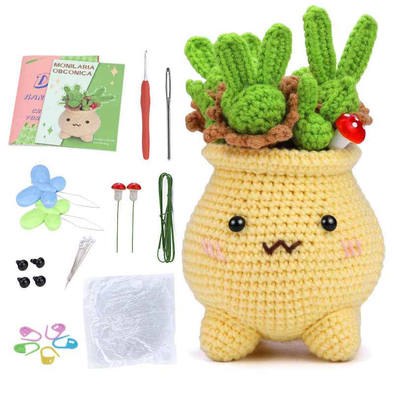 green halo potted plant Knitting kit