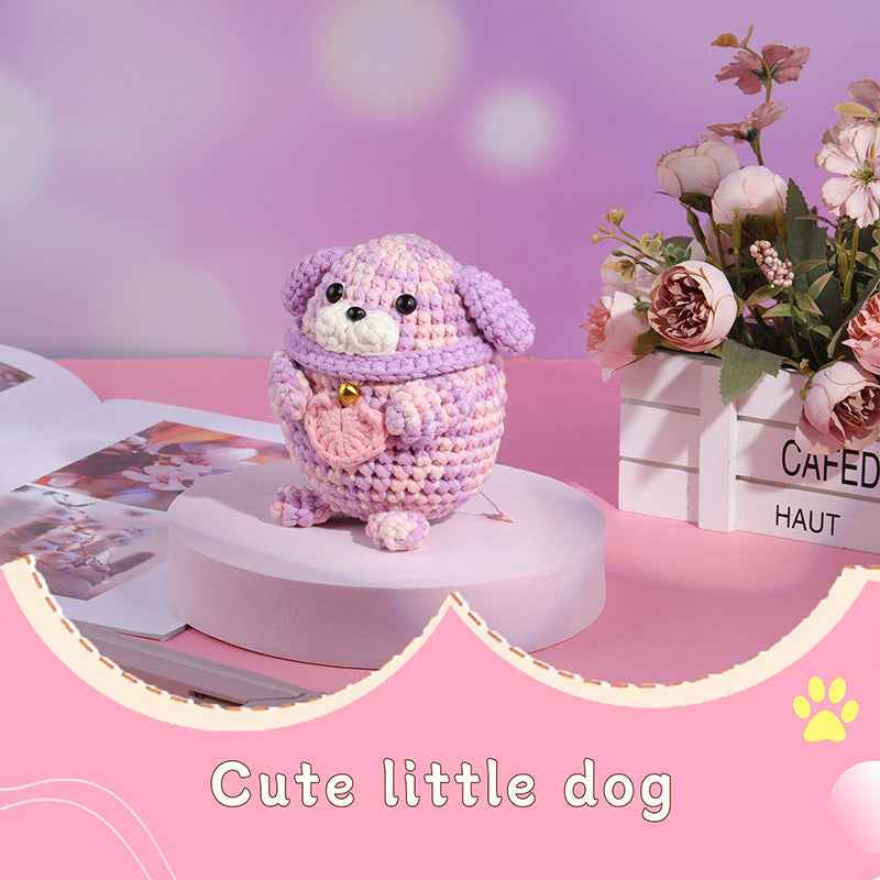 DIY Pink and Purple Heart-filled Cotton Puppy Handmade Crochet Kit
