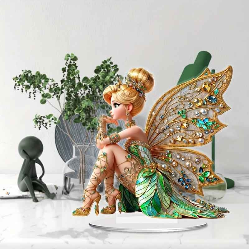 2d flat ornate style acrylic butterfly fairy statue