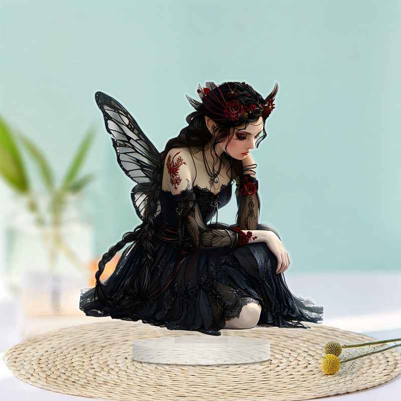 2D Flat Black Butterfly Acrylic Statue