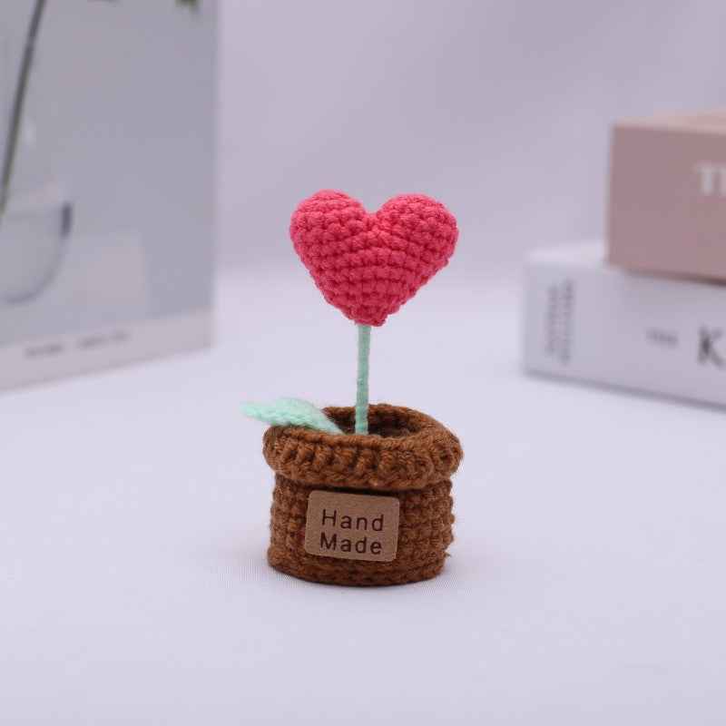 Handmade Crochet Wool Flower Mini Potted Plant Weaving finished product