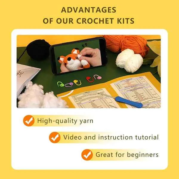 Beginners Crochet Kit With Yarn And Hooks