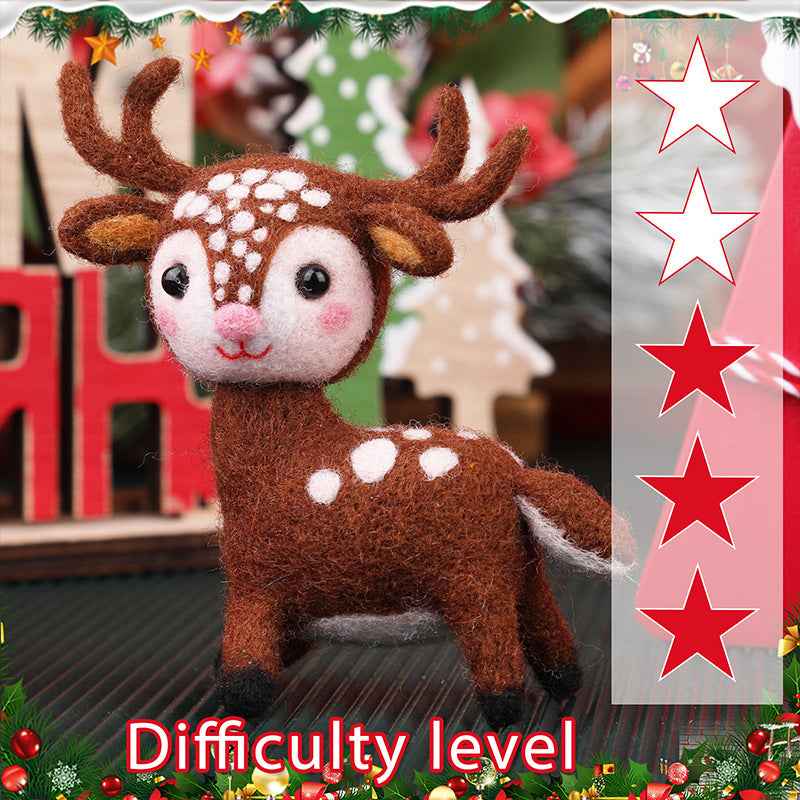Christmas New Wool Felt Poking Elk Decorative Ornaments Diy Weaving Kit
