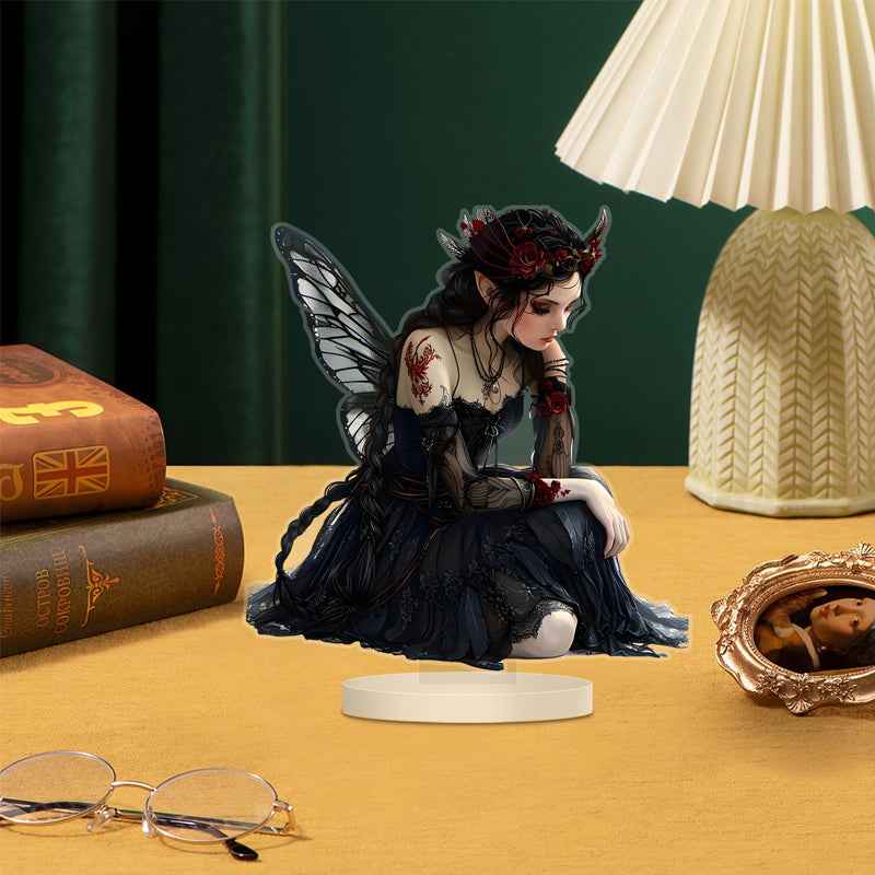 2D Flat Black Butterfly Acrylic Statue