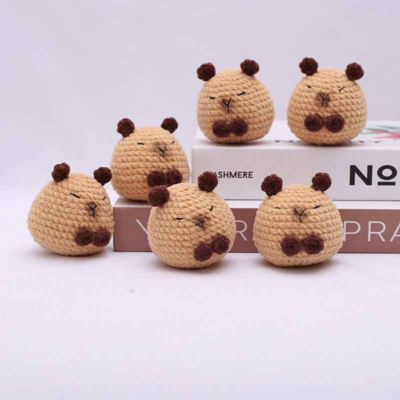 Handmade Crochet Capybara Keychain Weaving finished product