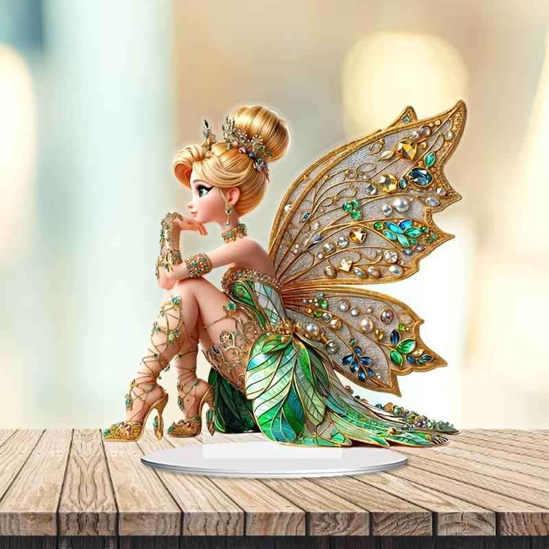 2d flat ornate style acrylic butterfly fairy statue