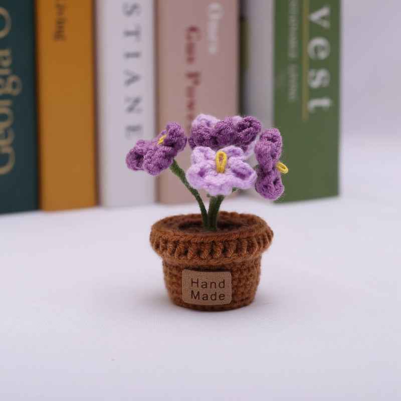 Handmade Crochet Wool Flower Mini Potted Plant Weaving finished product