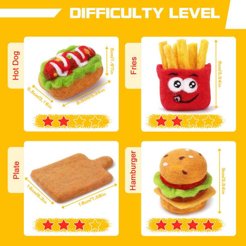 Fast food series hamburger and fries wool felt poking fun knitting kit
