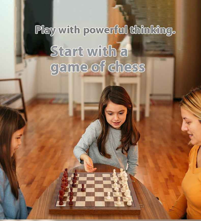 High-end boutique wooden black walnut folding chess solid wood magnetic chess