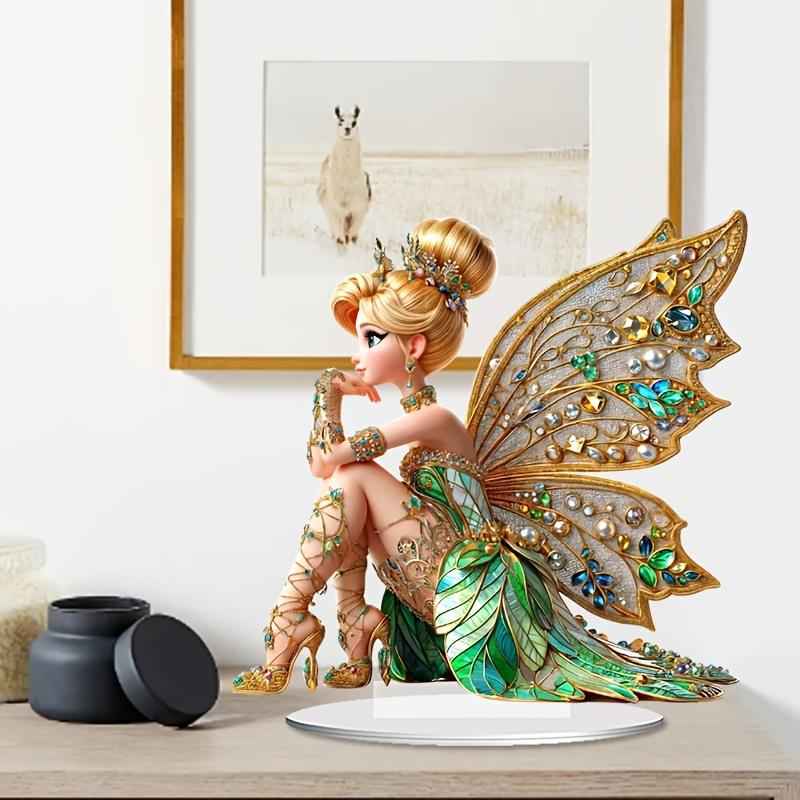 2d flat ornate style acrylic butterfly fairy statue
