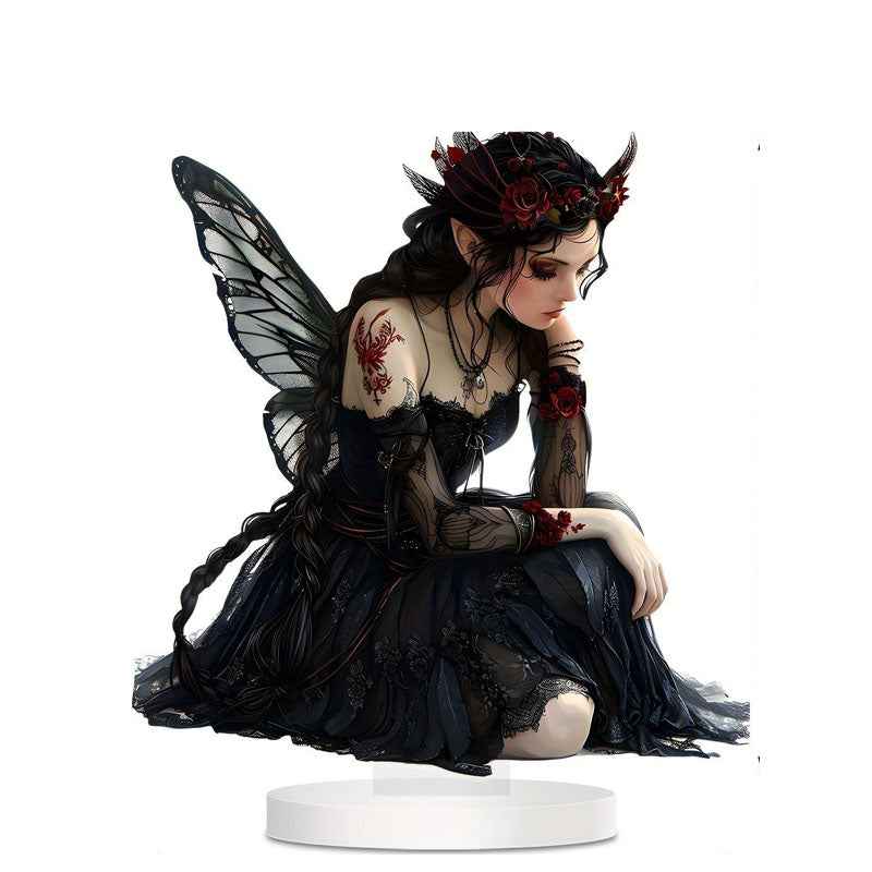 2D Flat Black Butterfly Acrylic Statue