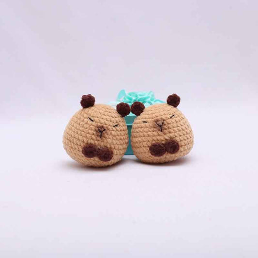 Handmade Crochet Capybara Keychain Weaving finished product