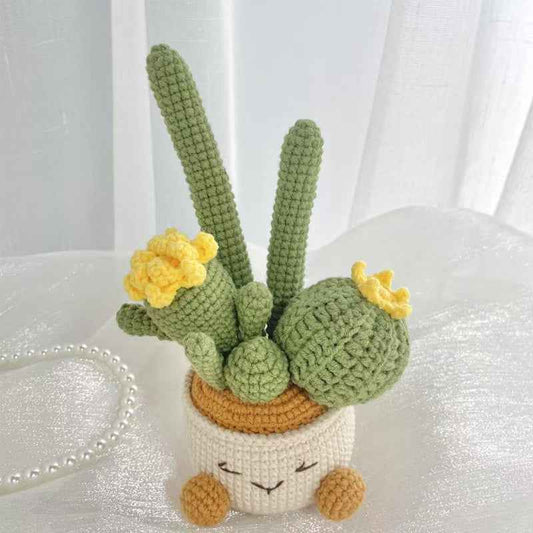 Handmade flower potted plant woven cactus wool small potted plant creative home potted plant ornaments