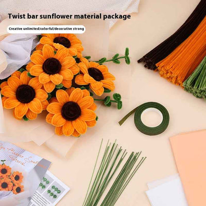 Sunflower twisted stick Bouquet Handmade Material Pack DIY weaving kit