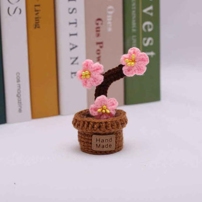 Handmade Crochet Wool Flower Mini Potted Plant Weaving finished product