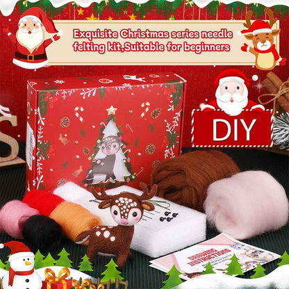Christmas New Wool Felt Poking Elk Decorative Ornaments Diy Weaving Kit