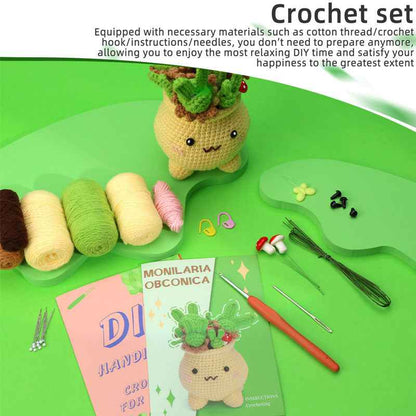 green halo potted plant Knitting kit