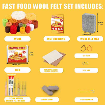 Fast food series hamburger and fries wool felt poking fun knitting kit