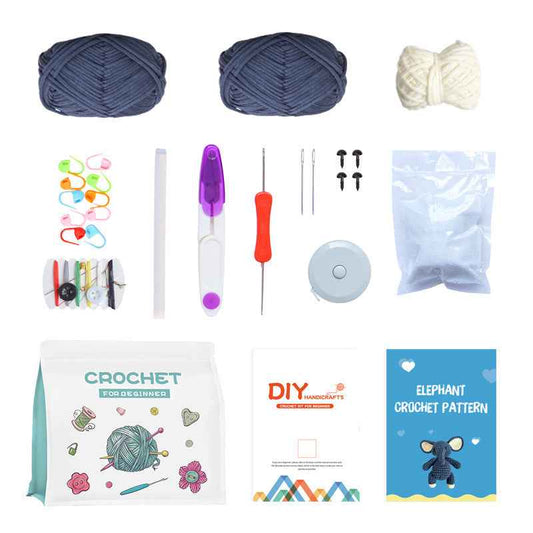 DIY wool knitting kit elephant toy doll tool kit