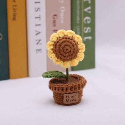 Handmade Crochet Wool Flower Mini Potted Plant Weaving finished product