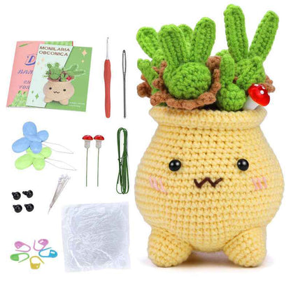 green halo potted plant Knitting kit