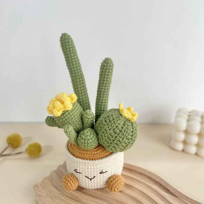 Handmade flower potted plant woven cactus wool small potted plant creative home potted plant ornaments