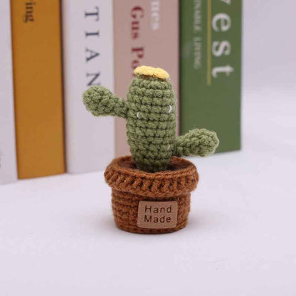 Handmade Crochet Wool Flower Mini Potted Plant Weaving finished product