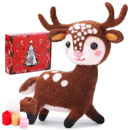 Christmas New Wool Felt Poking Elk Decorative Ornaments Diy Weaving Kit
