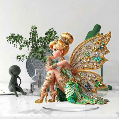 2d flat ornate style acrylic butterfly fairy statue