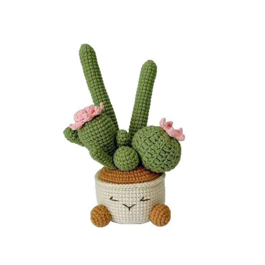 Handmade flower potted plant woven cactus wool small potted plant creative home potted plant ornaments
