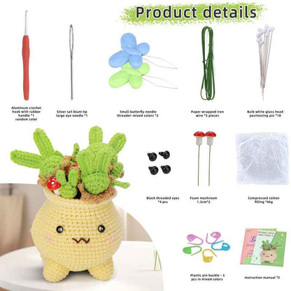 green halo potted plant Knitting kit