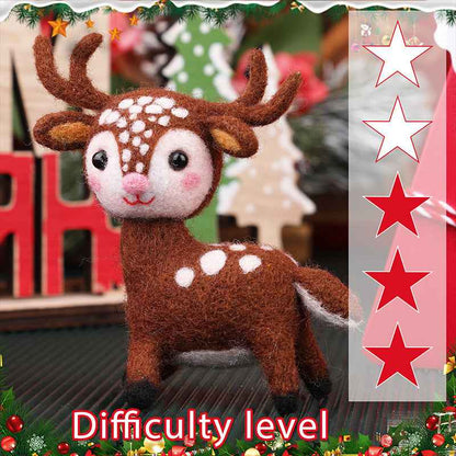 Christmas New Wool Felt Poking Elk Decorative Ornaments Diy Weaving Kit