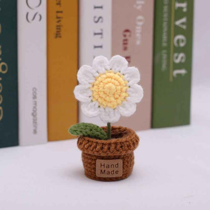 Handmade Crochet Wool Flower Mini Potted Plant Weaving finished product
